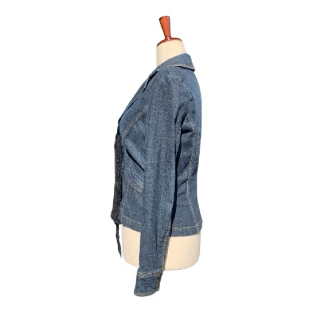 Dark Wash Long Sleeve Tailored‎ Blue Denim Jean Jacket Blazer Size 6